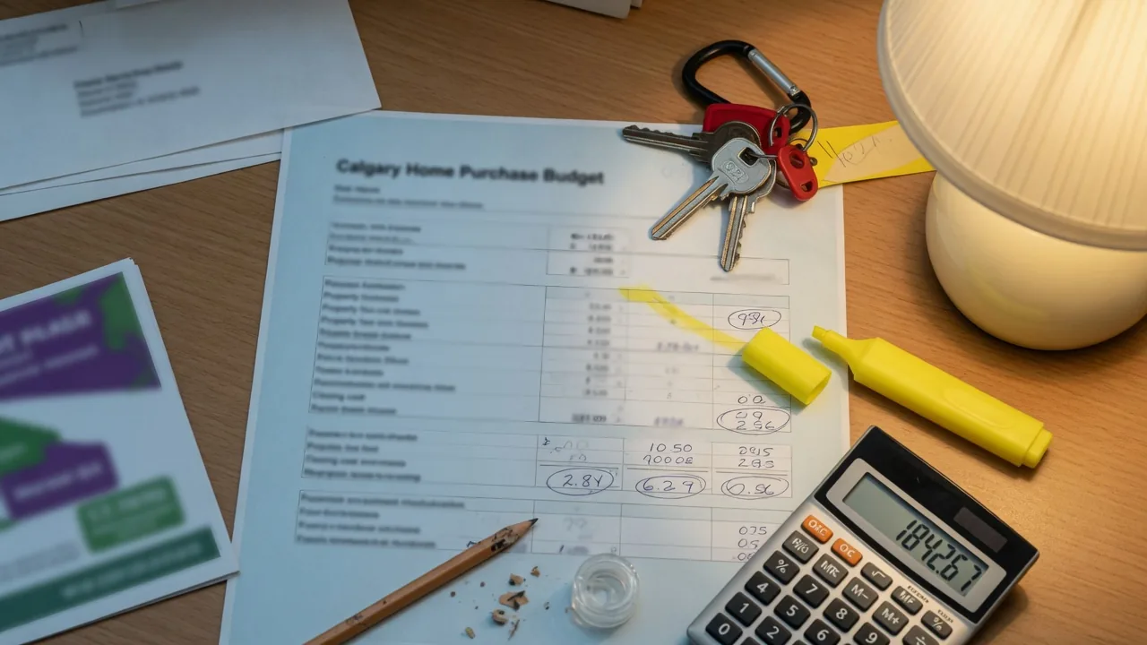 Home purchase budget worksheet and house keys
