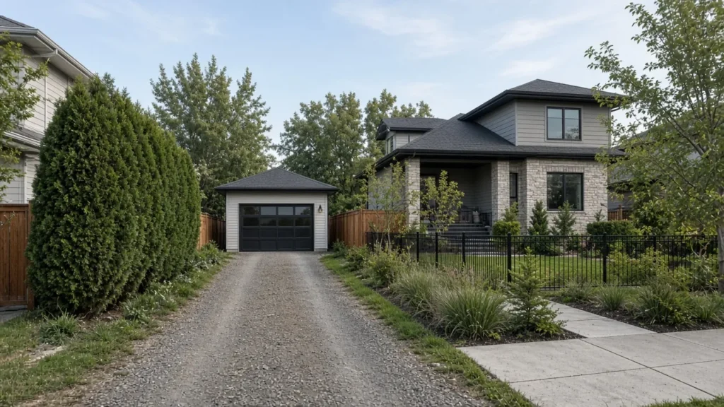 Home with a detached garage
