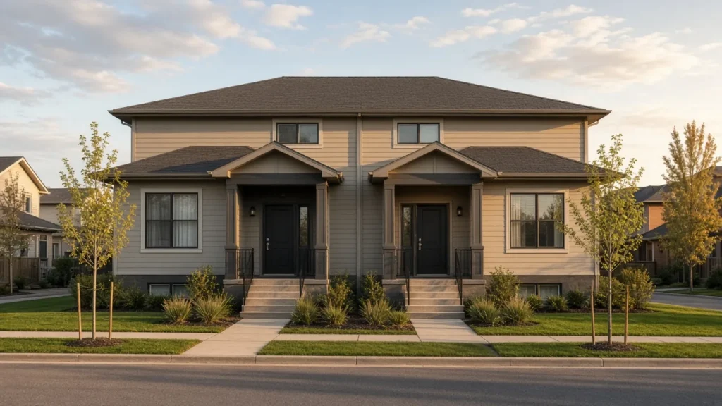 New side-by-side duplex in a Calgary suburb