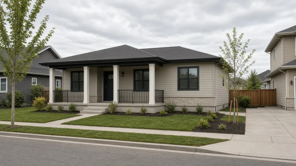 Modest one-storey new home