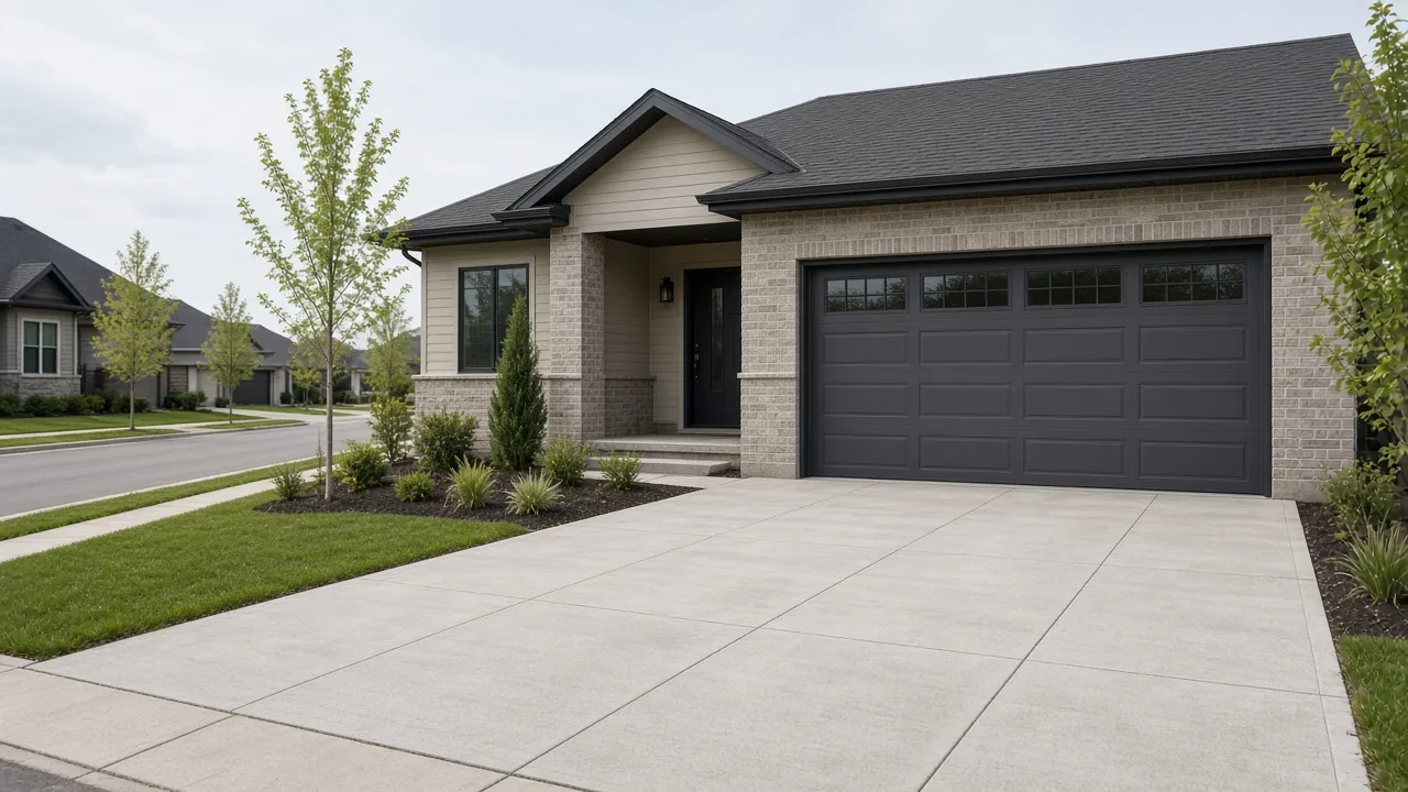 Driveway leading to a front-attached garage
