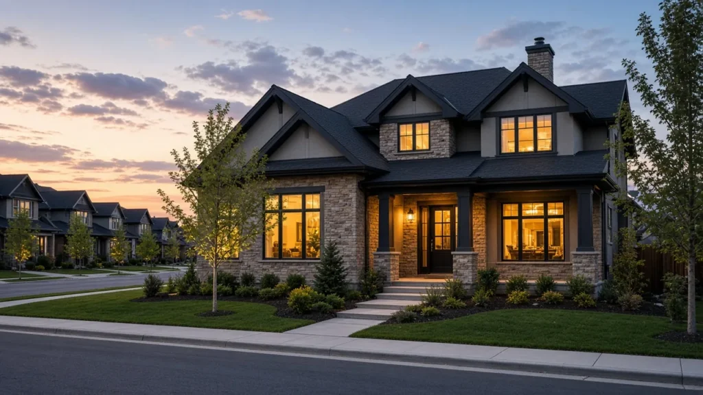 Finished new home on a Calgary street