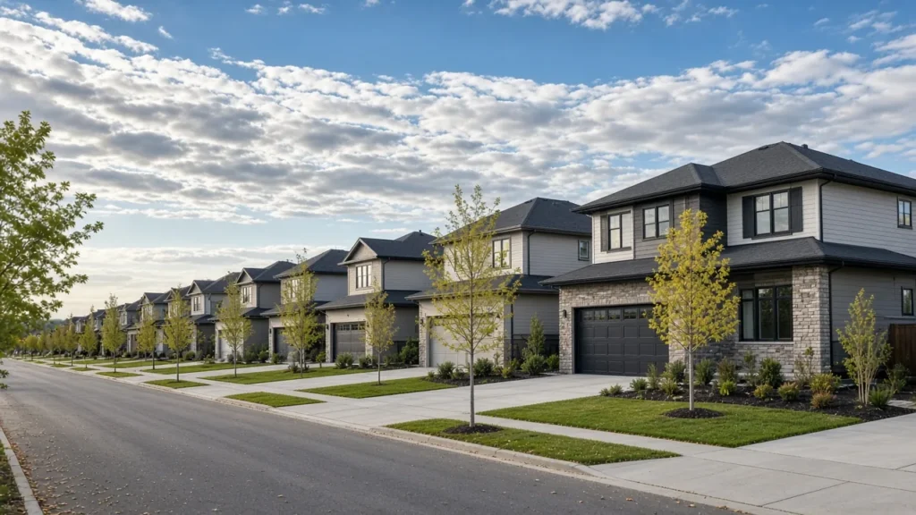 New homes on a southeast Calgary street