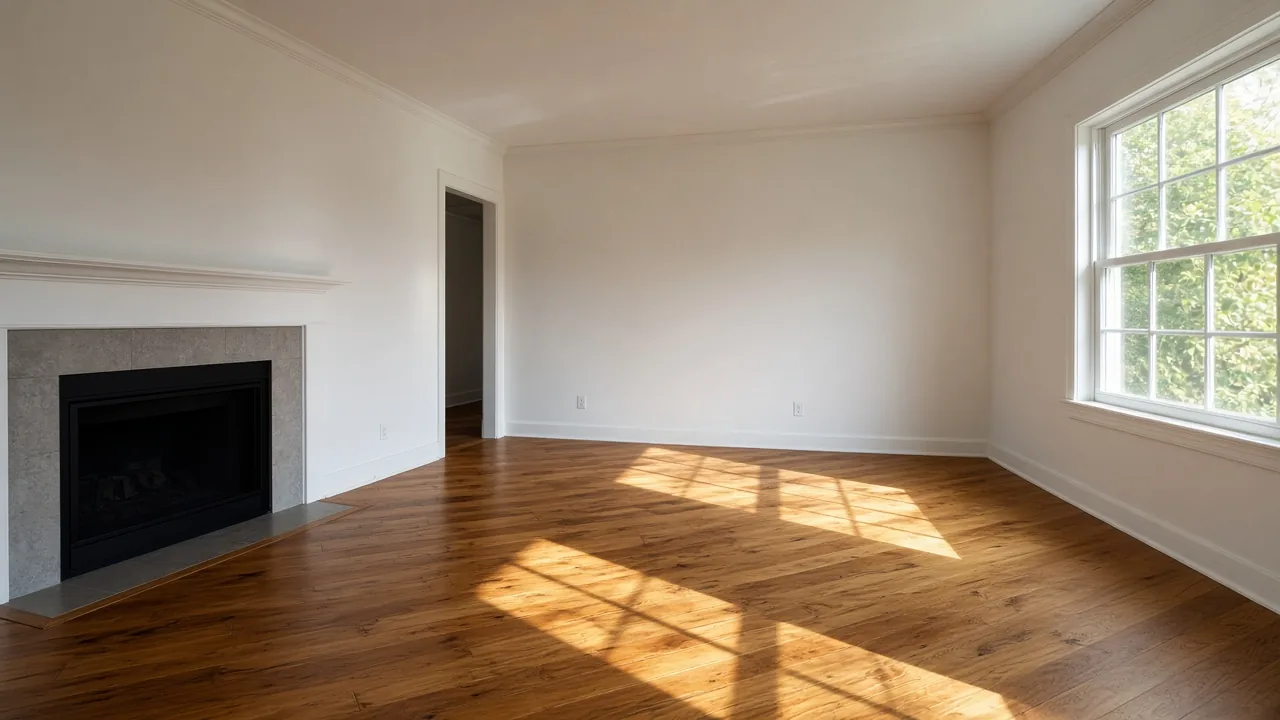 Empty living room after furniture has been moved out