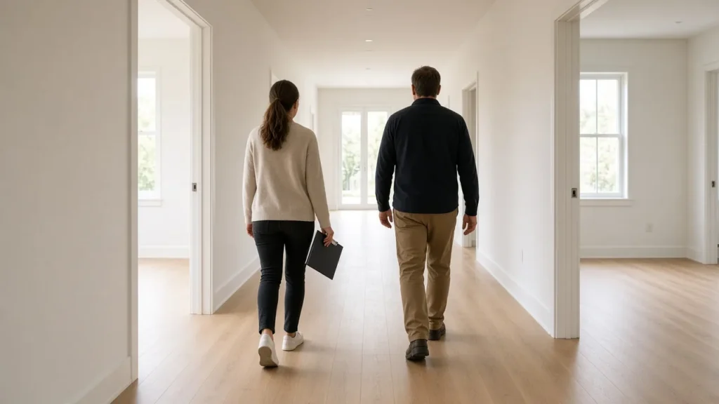 Walk-through in an empty new home