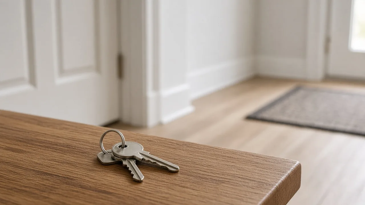 House keys on a bench in a new home entry
