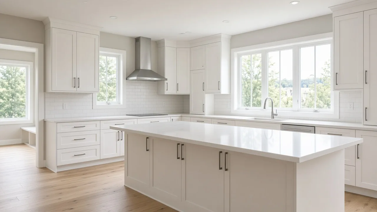 Bright kitchen inside a new home